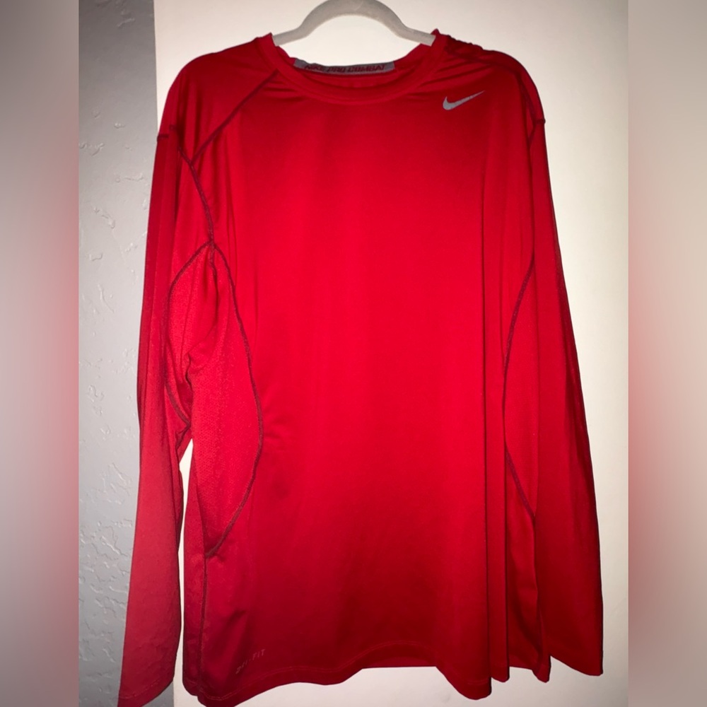 Nike Pro Combat Red Long Sleeve Dri-Fit Shirt